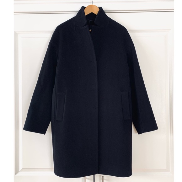 cinzia rocca Jackets & Blazers - Cinzia Rocca Black Cocoon Pea Coat Wool Cashmere Stand Up Collar Large